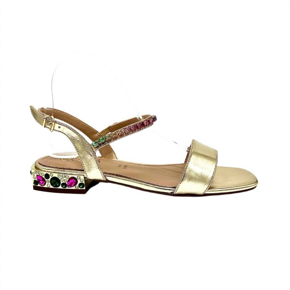 NEW EXE women's nina flat strappy sandals in light gold multi